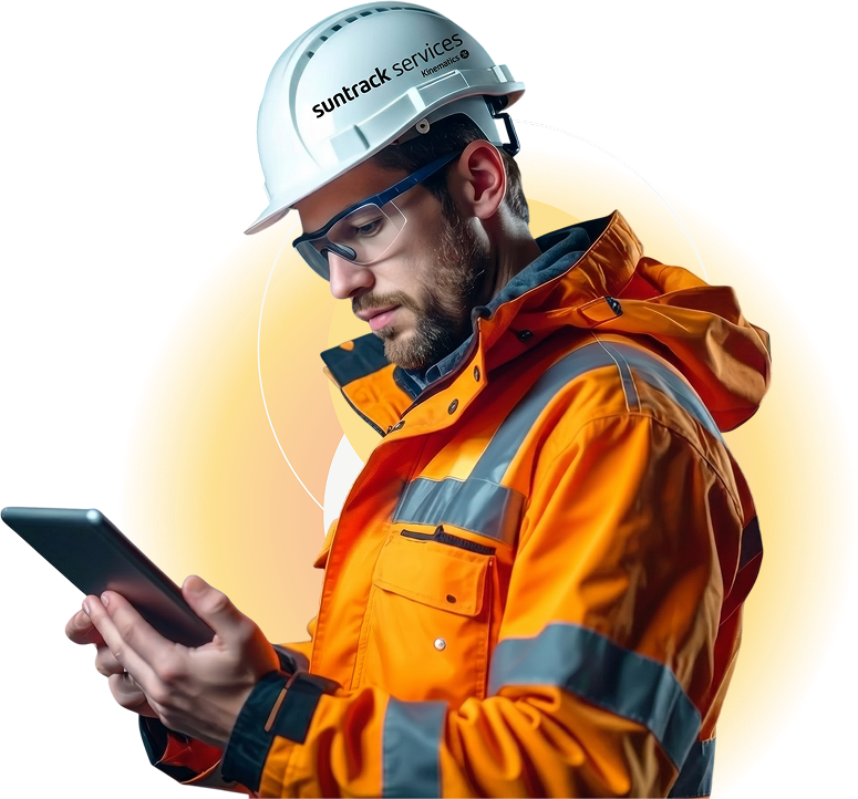 Técnico de Suntrack Services con una tableta